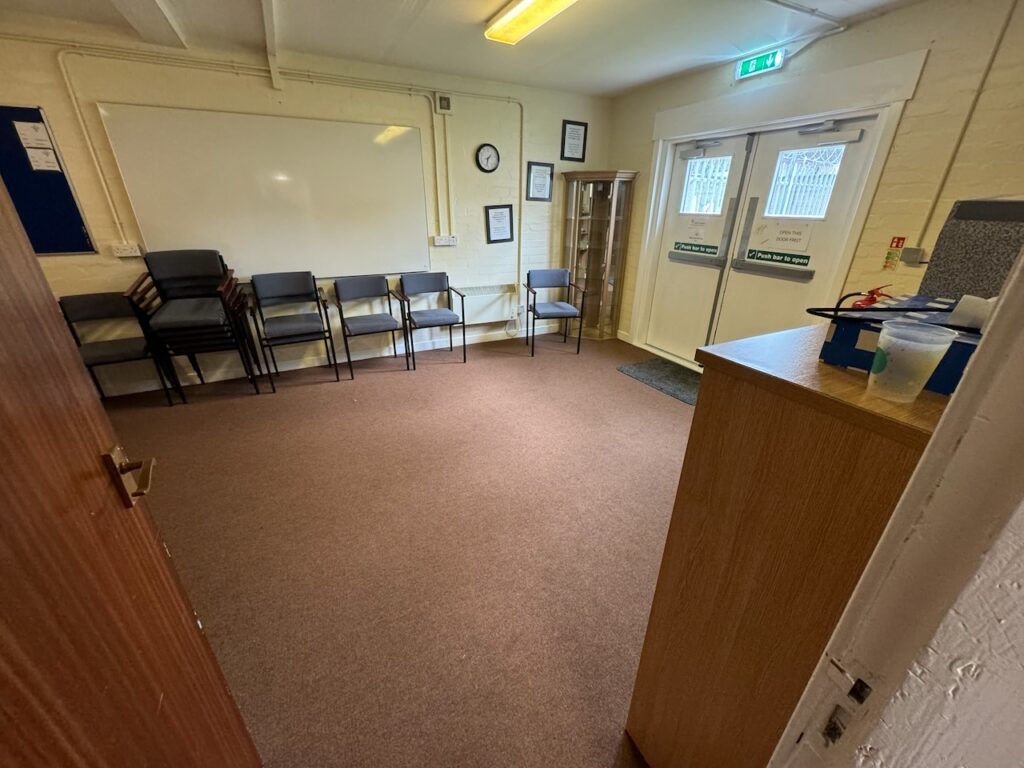 The training room looking towards the door